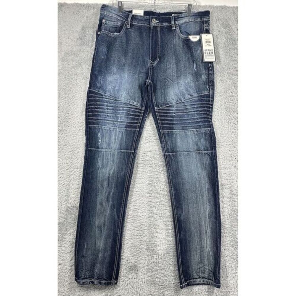 Southpole Jeans Mens Blue‎ Skinny Moto Distressed Denim Biker 38x32